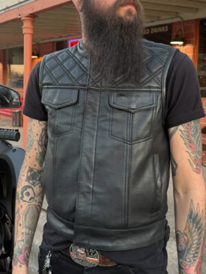 Upside Men's Motorcycle Club Style Leather Vest