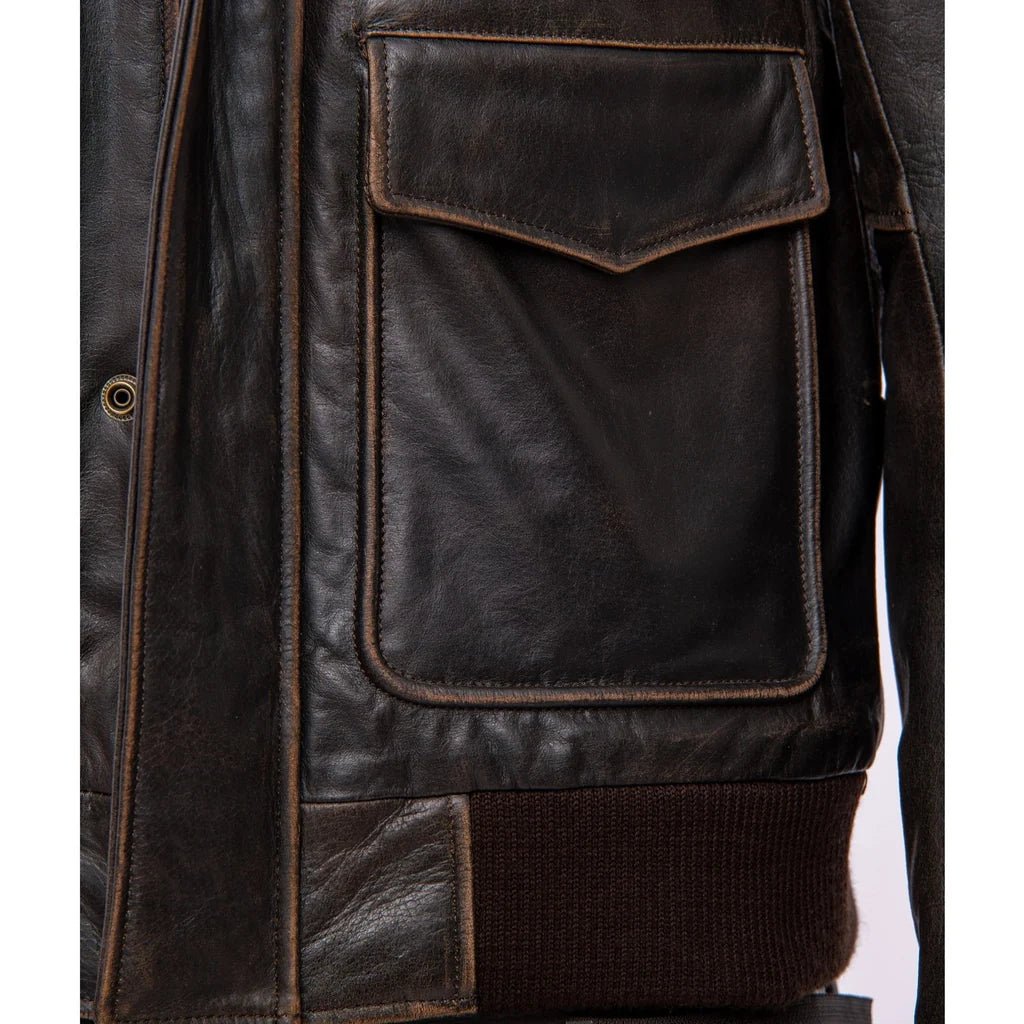Bomber Motorcycle Leather Jacket - Image 6