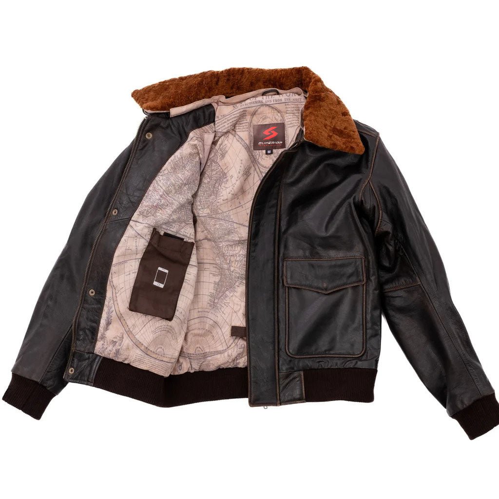 Bomber Motorcycle Leather Jacket - Image 7