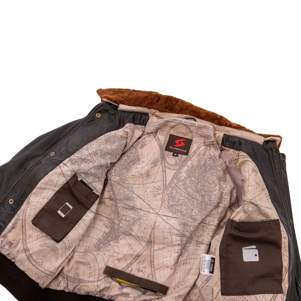 Bomber Motorcycle Leather Jacket - Image 8