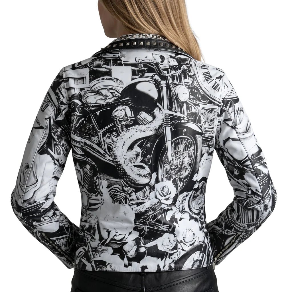 Cabaret Women's Motorcycle Leather Jacket - Image 3