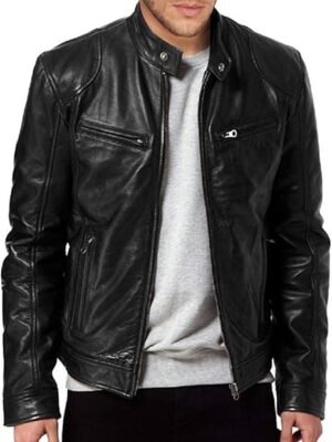 Men's SWORD Genuine Lambskin Leather Biker Jacket