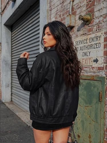 Women's Oversized Faux Leather Jacket for Fall and Winter - Image 2