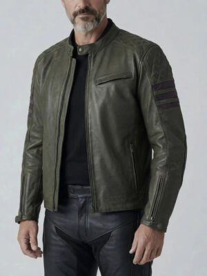 Dublin Olive Green Motorcycle Leather Jacket