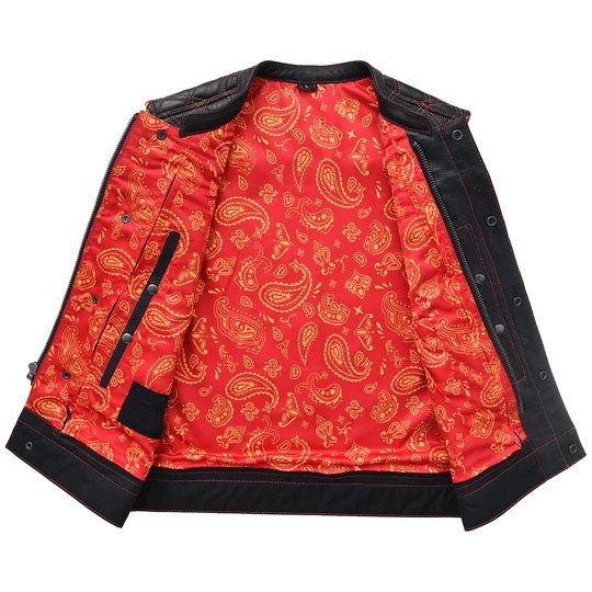 Men's Perforated Leather Motorcycle Vest - Image 3