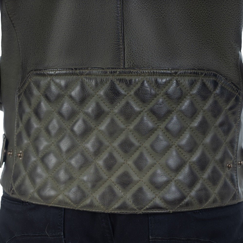 Dublin Olive Green Motorcycle Leather Jacket - Image 9