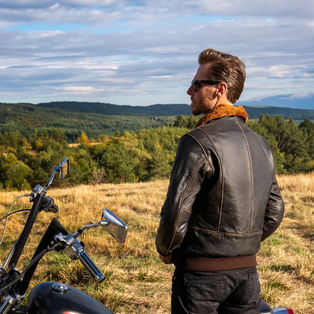 Bomber Motorcycle Leather Jacket - Image 3